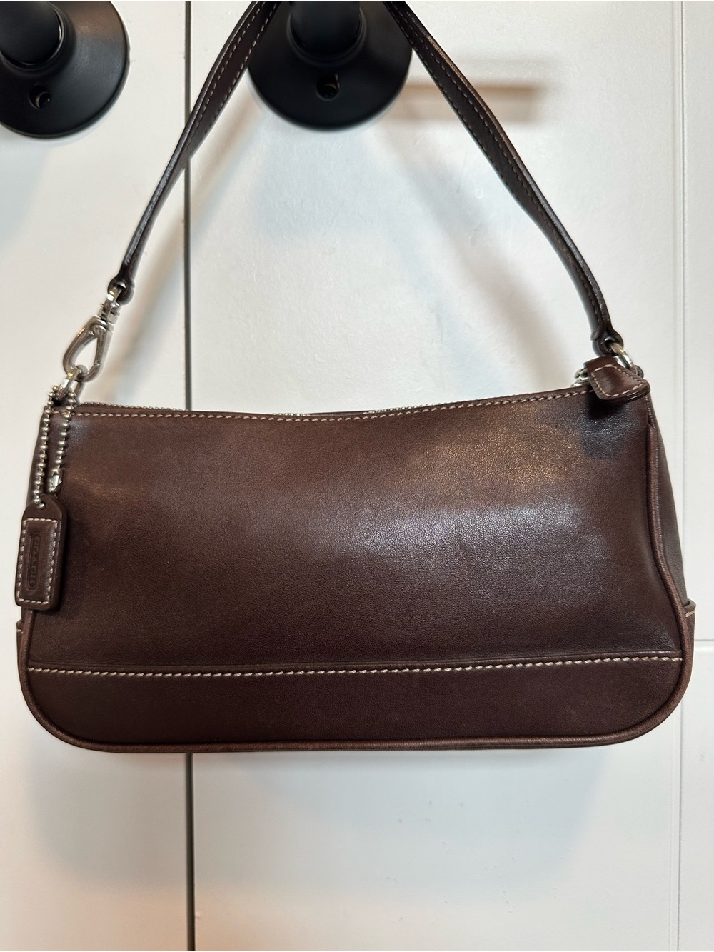 🤎 Vintage Coach Hampton Demi Mini Brown Leather Saddle